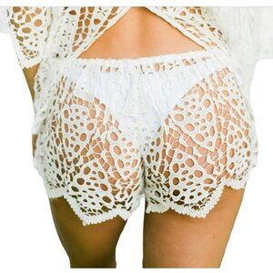 New EBERJEY Swim Cover Shorts Spearhead Sam Sammy Cotton Lace Swimwear Coverup